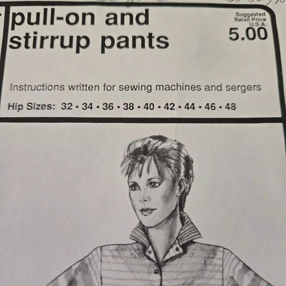 Stretch & Sew 719 sewing pattern Pull-on/Stirrup pants 80s UNCUT Ann Person